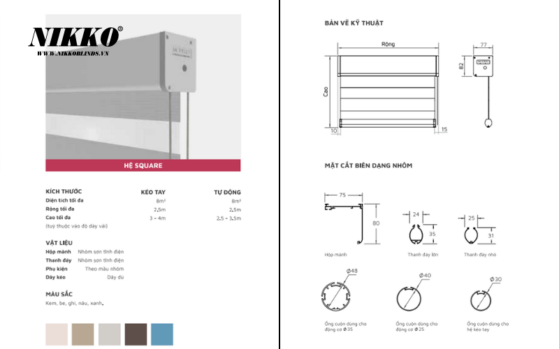 Hệ Square của rèm cầu vồng Aqua
